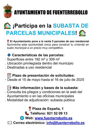 Imagen SUBASTA DE PARCELAS EN FUENTERREBOLLO